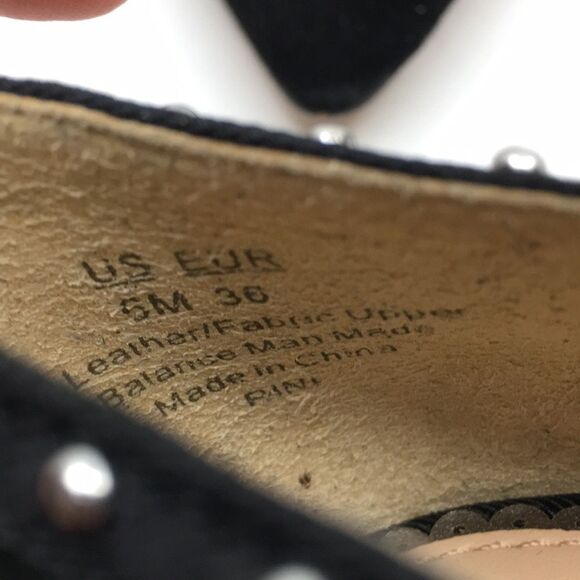 Sam Edelman Rini Black Suede Point Toe Silver Studded Key Hole Ballet Flats Sz 6 - Picture 11 of 16